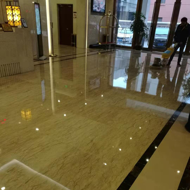 人口宾馆大厅地面石材护理实拍